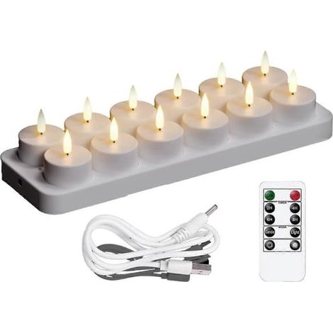 BelleRise - Bougies chauffantes rechargeables, lot de 12 bougies rechargeables AA (1/5)