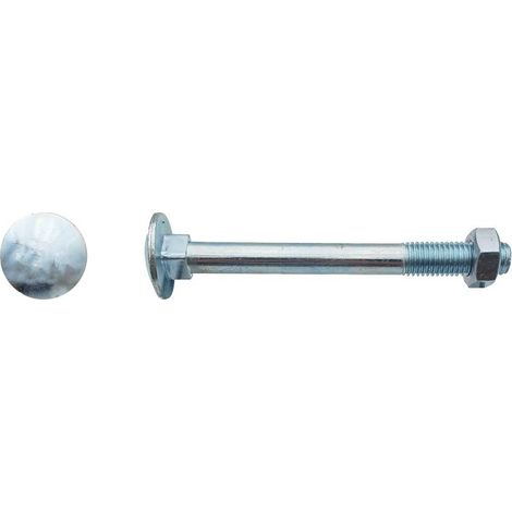 10 Boulons Tête Ronde Collet Carré TRCC 16 x 140 mm - DIN 603 - Zingué blanc - D-Work
