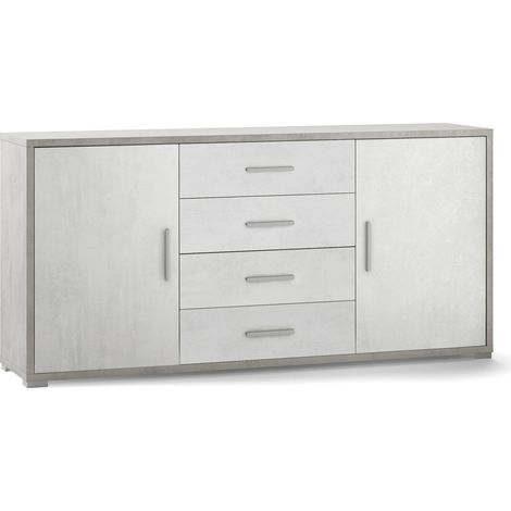 Mobile 2 Ante 4 Cassetti 174x84x41 cm Cemento/Ossido Bianco (1/3)