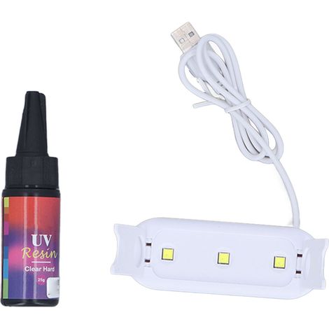 Kit de Résine UV avec Lampe de Séchage 25g, Colle UV pour Fabrication de Bijoux, Étuis Téléphone et Artisanat DIY Débutants
