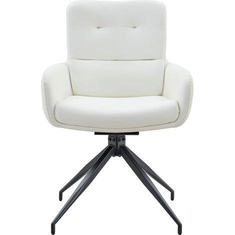 Set di 2 sedie da pranzo girevoli in PU bianco con gambe in metallo nero 55x50x85 cm MODENUIT (1/5)
