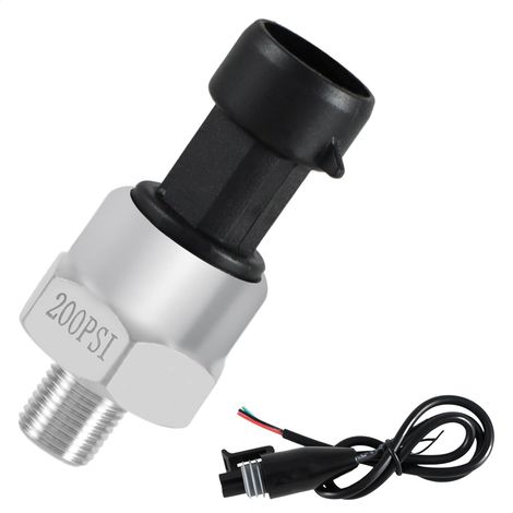 Capteur de pression Ortviai 200 PSI Acier inoxydable Filetage 1/8" NPT Eau Huile Air Carburant Puce céramique Faisceau inclus (1/5)