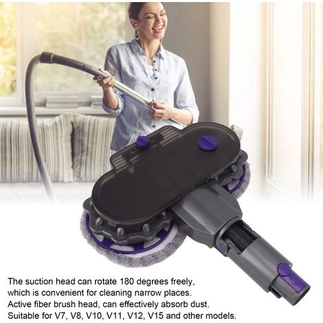 Ortviai Tête de balai électrique pour aspirateur Dyson V7/V8/V10/V11/V12/V15 – 4 chiffons inclus, nettoyage humide et sec (1/4)