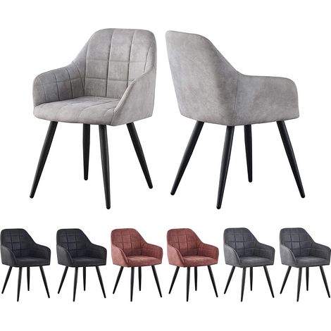 Set of 2 Faux Matte Suede Leather Dining Chairs Accent home & restaurants Adrian LIGHT GREY (1/5)