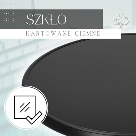 BALKONTISCH GARTENTISCH TISCH FÜR BALKON TERRASSE SCHWARZ GLAS RUNDE 60CM (1/5)