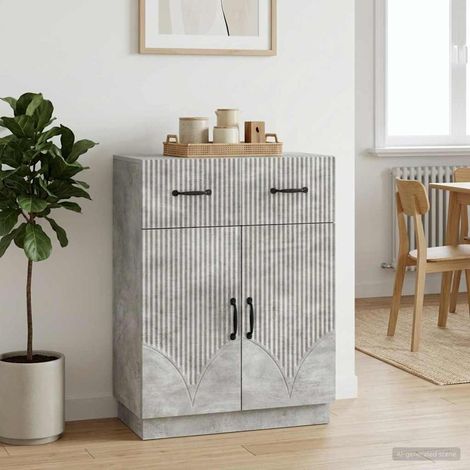 vidaXL Buffet Gris béton 66 x 34,5 x 87 cm Bois d'ingénierie (1/5)