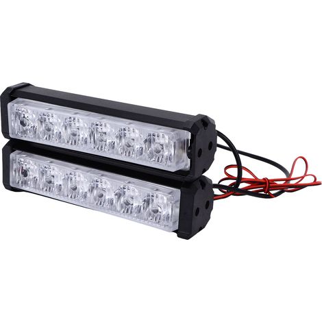 Lot de 2 feux stroboscopiques COB à 6 LED (rouge, bleu, blanc), universels pour motos, quads et camions (12-24 V CC). (1/5)