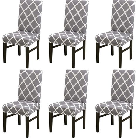 Set of 4/6 universal stretch chair covers for dining room, wedding, banquet, party (grey) (1/5)
