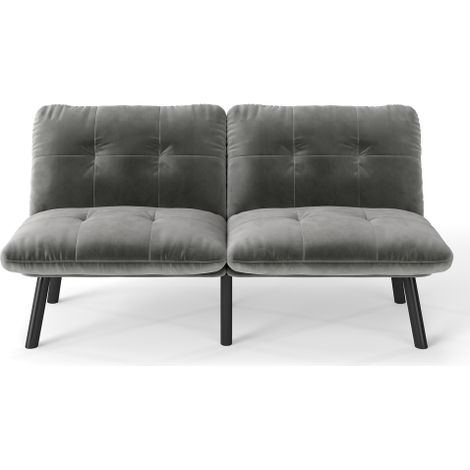 Sofá cama, sofá de 2 plazas, de terciopelo con estructura de metal, gris (1/5)