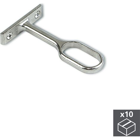 Emuca Lot de 10 supports centraux pour rail de penderie, Zamak, Nickelé (1/4)