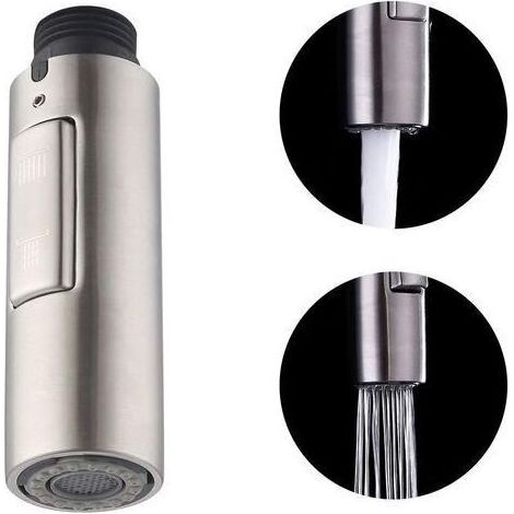Embout Robinet Cuisine de Rechange DouchetteTête de Robinet Amovible Universelle G1/2 Acier Inoxydable SUS304 Brossée, PFS200-BS (1/5)