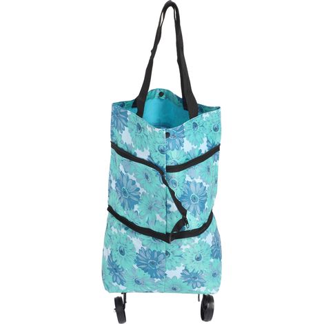 Sac à roulettes pliable pour courses, chariot pliant en toile multifonction pour personnes âgées, type repliable avec poignée. (1/5)