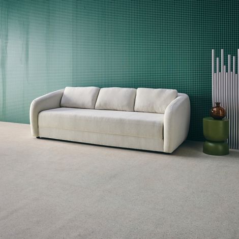 Canapé convertible 3 places tissu chenille - L 220 x P 95 x H 76cm - Twist Tissu Blanc