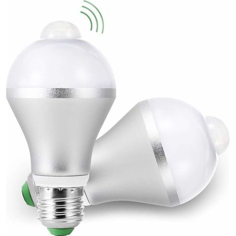 Ampoules LED E27 PIR Détect de Mouvement, 15W Capt Intelligent de Lumière 5700K Auto on/Off Lot de 2