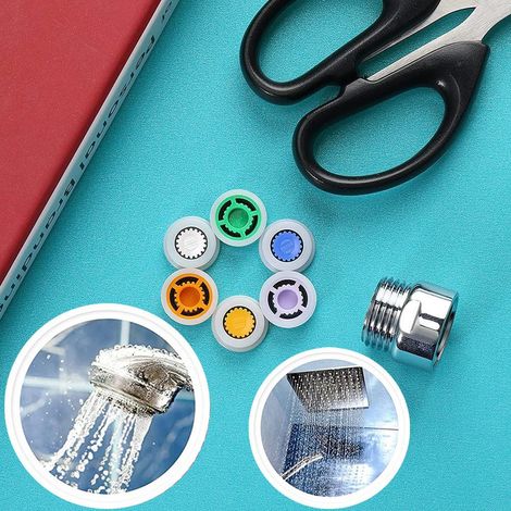Limiteur de débit de douche avec filetage de 1/2 pouce, économiseur d'eau pour pommeau de douche, limiteur de puissance pour cuisine et salle de bain (1/5)