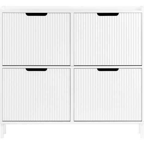SoBuy Mobiletto portascarpe scarpiera mobile ingresso salvaspazio Regolabili Bianco 100x19x91cm 4 ante FSR177-L-W (1/5)