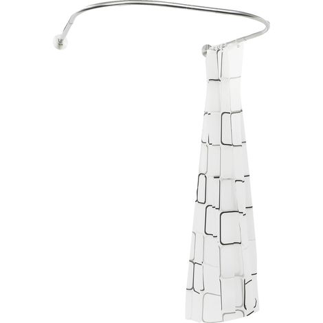 Barra para cortina de ducha, no requiere taladrar, longitud ajustable, color plata. (1/2)