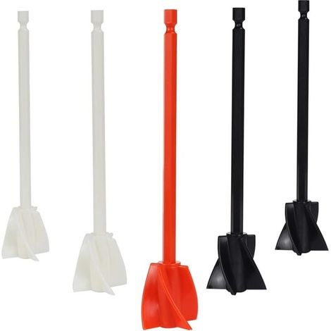 Mélangeur peinture 5PCS.mélangeur en résine époxy accessoire mélangeur époxy(35mm165mm) pagaie de mélange multi pour Perçage de Peinture Époxy Mélange d'Époxyde (rouge.Blanc. Noir) (1/5)