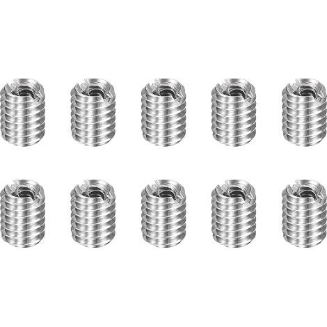 10 Pcs Insert de Réparation de Filetage, M2.5 x 0.45 Mâle Vers M4 x 0.7 Femelle Filetage 5mm Longueur Écrous à Visser en Acier Inoxydable 303 pour Conversion Outil Équipements (1/5)