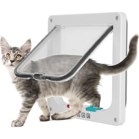 SJLERST Porta a ribalta di sicurezza per gatti Porta a ribalta per gatti Porta in plastica per piccoli animali domestici Forniture per animali domesticiBianco S (1/5)