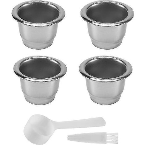 4 capsules de café rechargeables en acier inoxydable compatibles Nespresso, des filtres à café et des sachets de café réutilisables. (1/5)