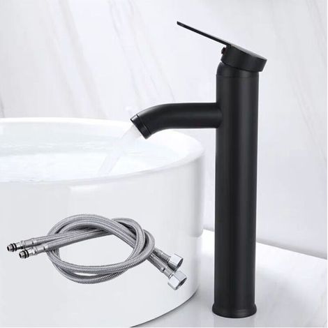 Waschtischarmatur, schwarze Mischbatterie, Warm- und Kaltwasser, spezieller Brausekopf, elegantes Design für Waschbecken - KZQ