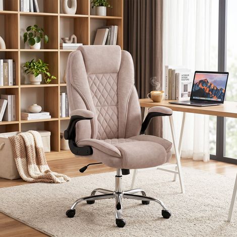 Fauteuil de bureau réglable en hauteur, siège ergonomique rose avec accoudoirs rabattables, dimensions 70x70x114-122 cm (1/5)