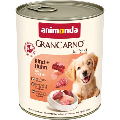 Animonda GranCarno Hundenassfutter Junior getreidefrei 800 g Rind & Huhn Nassfutter