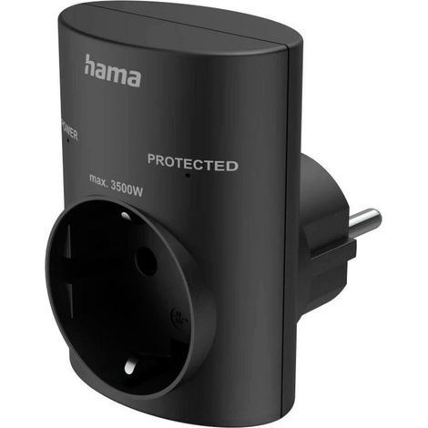 Hama 00223322 Überspannungsschutz-Zwischenstecker    Schwarz