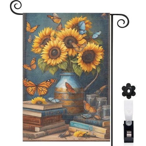 Drapeau de jardin extérieur décoration extérieure toile épaisse double face 30 x 45 cm pour jardin maison (1/5)