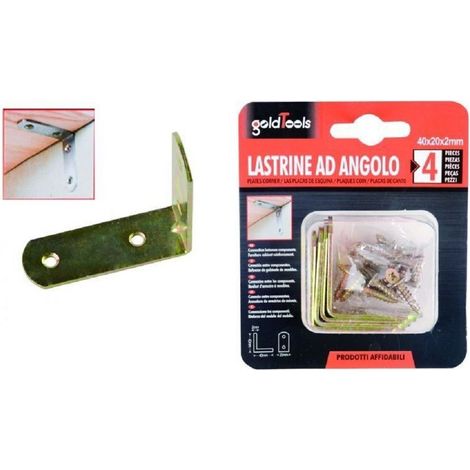 Kaela - Set 4 Pz Lastrina Lastrine Ad Angolo Forma L 40x20x2mm Con Viti Per Mobili 91217 - (1/2)