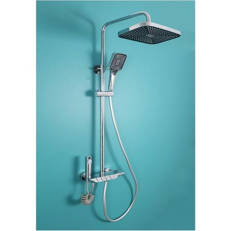 Ensemble de douche mitigeur thermostatique intelli Ensembles de robinets de douche de salle de bains à affichage numérique, accessoires de salles de bains Le débit d'eau produit de l'électricité, ense (1/5)