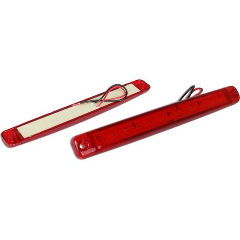 Luce laterale a LED con 12 LED, 12-24V, lunghezza 170mm, colore rosso.