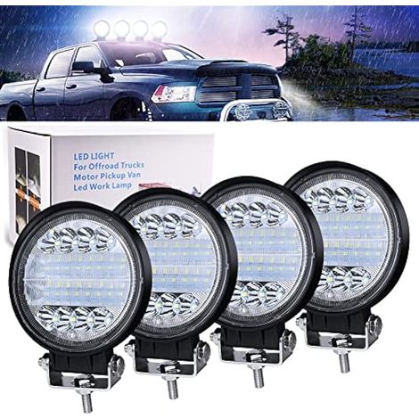 Biqing 72W Phare de Travail LED,4.5 Inch Phare de Travail Rond 7200lm Additionnel 4x4 Projecteur Flood Combo Feu de Brouillard Lampe Conduite 12V 24V Projecteur Longue Portee LED (4) (1/5)