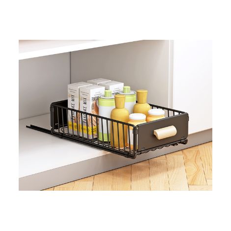 Küchen-Schiebeschublade, 24 x 40 x 10 cm, Schrank-Organizer, kein Bohren nötig, Küchen-Schiebekorb für die Aufbewahrung von Dressings