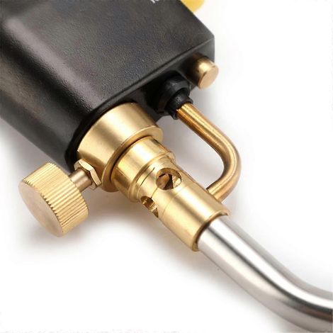 Tête de chalumeau à souder en acier inoxydable avec allumage instantané par gâchette marche/arrêt, valve en laiton, compatible avec la bouteille de propane MAP/MAP-PRO (CGA600) (1/5)
