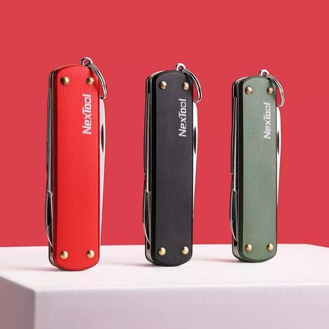 Outil multifonction 4 en 1 NEXTOOL : couteau pliant, ciseaux, tournevis, lime à ongles, couteau à fruits, outil portable et pliable. (1/5)