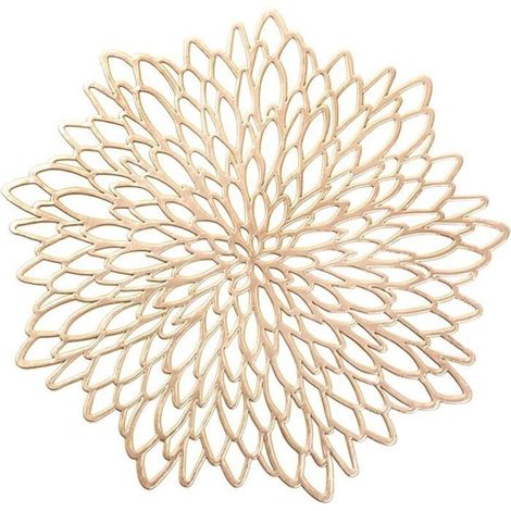 Bardusch - Lot de 6 sets de table ronds en PVC, lavables et résistants à la chaleur, pour table de cuisine moderne, dorés (1/3)