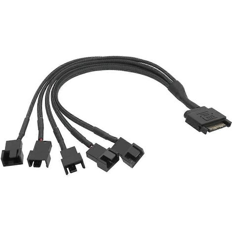Câble adaptateur d'alimentation pour ventilateur SATA 12 V gainé, connecteur SATA vers 4 broches et 3 broches, fil pour ventilateur (1/4)