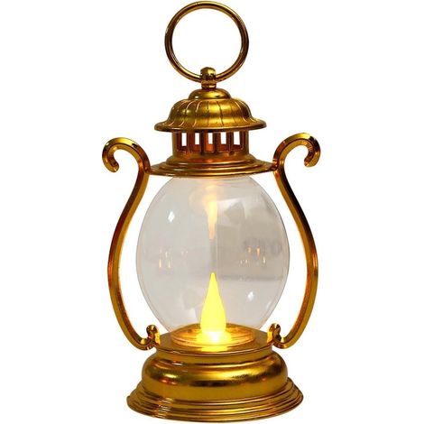 Longziming - Lanterne LED vintage - Lanterne suspendue rétro - Éclairage décoratif - Ambiance chaleureuse - Design portable - Polyéthylène - Élégante et polyvalente - 1 pièce - Or (1/5)