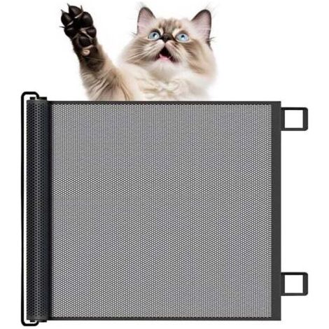Porte de Sécurité Bébé Rétractable Et Filet Pour Chien Usage Intérieur Extérieur Noir 110cm (1/4)