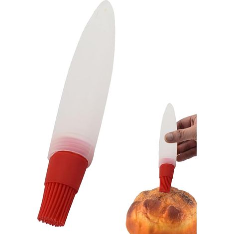 Bouteille distributrice d'huile avec brosse,brosse pour bouteille d'huile Stockage d'olive en silicone Brosse à bouteille en Silicone avec couvercle, pour la cuisson, la (1/5)