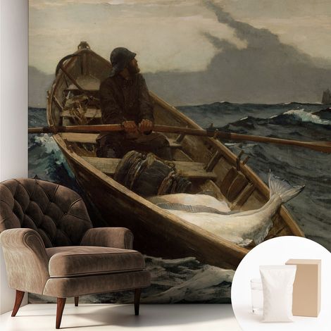 Tapete Vliestapete mit Kleber für Wohnzimmer Schlafzimmer Küche - Wanddekoration Fischer auf dem Meer 250x250 cm (1/5)