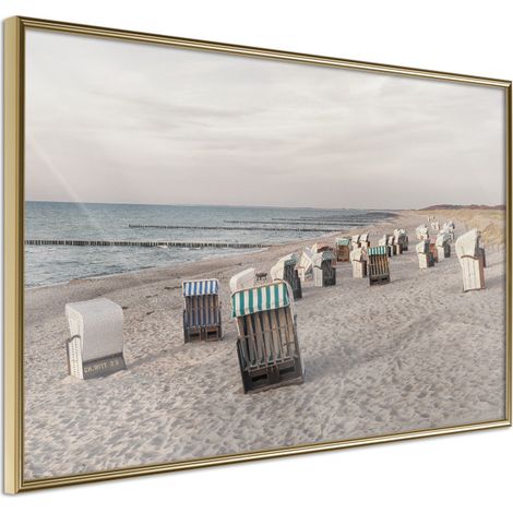 Affiche Murale Encadrée "Baltic Beach Chairs" 60 x 40 cm Or
