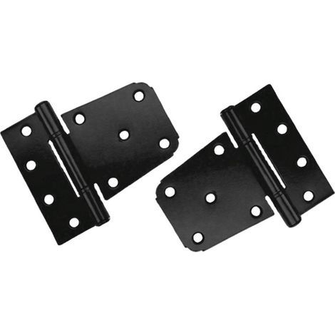 Lot de 2 piezas Charnière Porte Lourde, Charnières en Acier au Carbone Noir, Charnières de Porte Plates pour Abri de Jardin, Grange, Clôture en Bois (Vis Incluses) (Noir) (1/5)