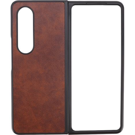 Étui à écran pliant anti-rayures et antichocs en cuir synthétique pour coque Galaxy Z Fold 4 Marron (1/5)