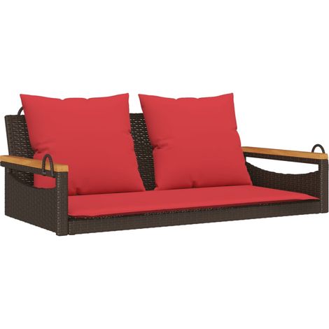 Maison Exclusive - Panchina Dondolo con Cuscini Marrone 109x62x40 cm in Polyrattan