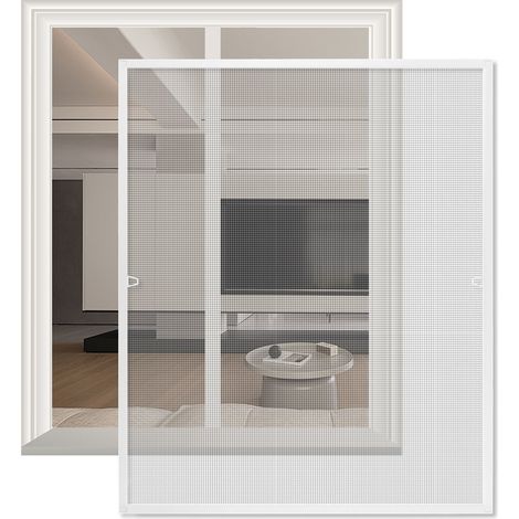 SWANEW Zanzariera finestra telaio in alluminio zanzariera schermo protezione UV impermeabile 80x100CM Bianco (1/5)