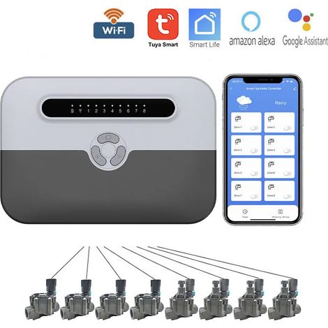 (Électrovanne DN32) Contrôleur d'arrosage intelligent WiFi avec minuterie d'arrosage de jardin par zone, système d'arrosage intelligent compatible avec Alexa, Google Home et Tuya Smart Life (1/4)