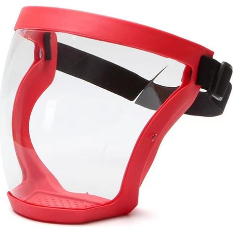 Masque facial ultra-protecteur – Masque intégral, transparent et durable, visière transparente, masque antibuée HD réutilisable – Unisexe pour adulte (rouge) (1/5)